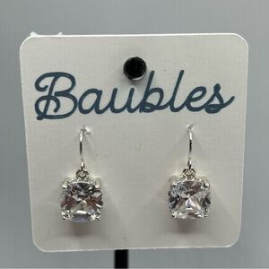 Silver Dangle Earrings with Clear Gemstones